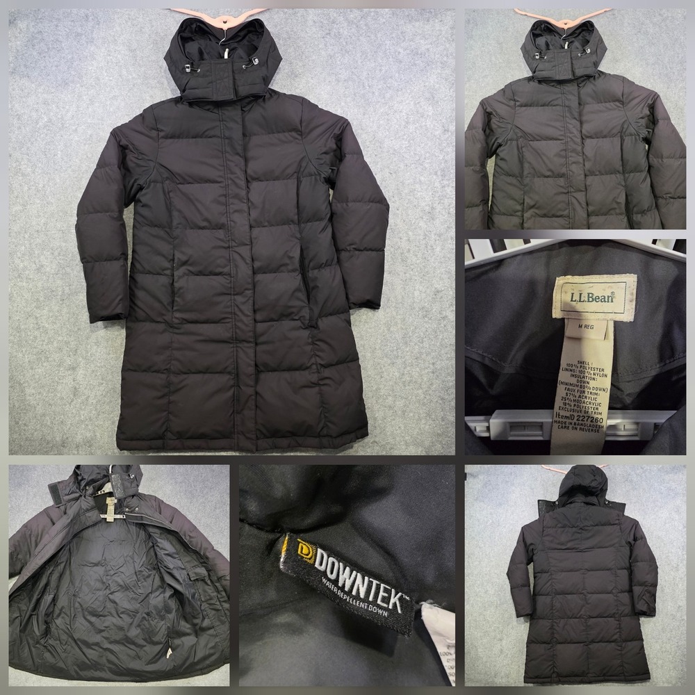 LL Bean Ultrawarm Coat Womens Medium Black Down Puffer Hooded Long Winter Jacket